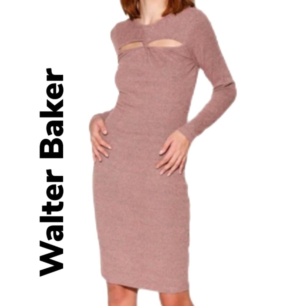 Walter Baker Tenley Heather Pink Stretch Cutout Bodycon Midi Dress Size XL
